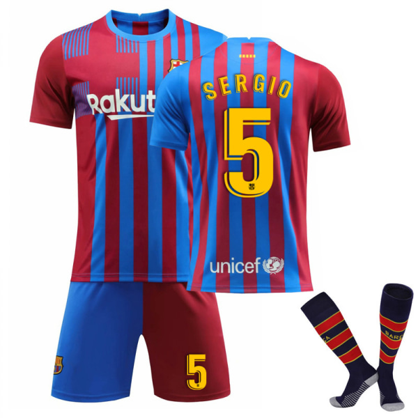 2022 Barcelona Kotipaita Set Lapset Aikuiset Jalkapallopaita Harjoituspaita No.5 SERGIO No. 5 SERGIO M