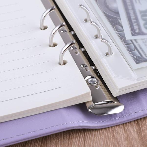 Læder A5 Ringbind Planner Notebook Planner med Magnetisk Spænde (Indvendigt papir ikke inkluderet) - Lilla Purple
