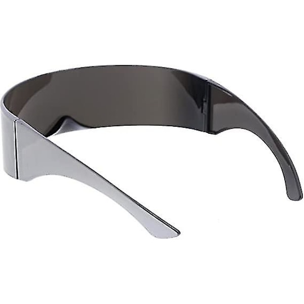 80'er Futuristiske Cyclops Punk Visor Solbriller med Klar Spejl Linser, One Size (Multi Options) C