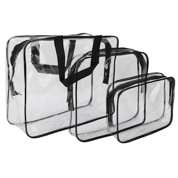 3 st Toalettväska Transparent Design 3 Storlek Vattentät Bärbar PVC Material Praktisk Transparent Kosmetisk Väska För Resor