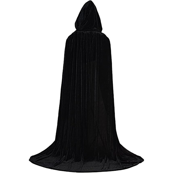 Kappe med hætte Unisex Fuld Lang Fløjl Kappe Hexe Kappe med hætte Raven Cospl