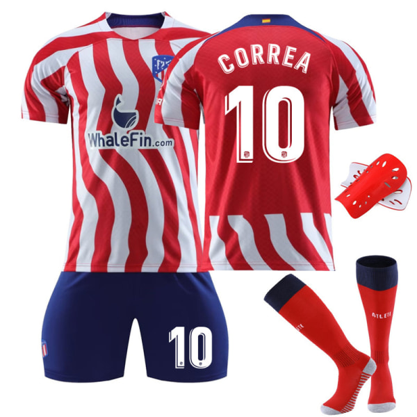 22-23 Atletico Madrid hemmatröja set nr 8 Griezmann med strumpor Correa fotbollströja No. 10 with socks + protective gear #XL