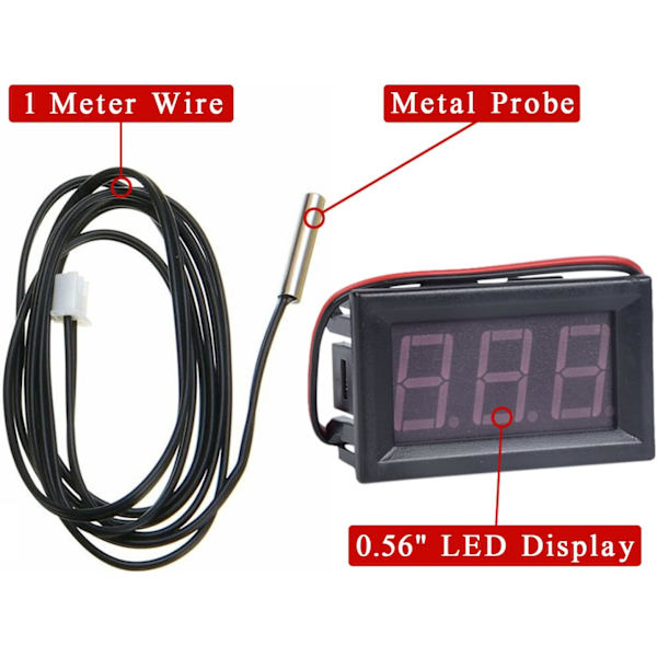 12V Digital Termometer Mini Temperaturtestare Vattentät Digital Temperaturmätare Mätare för Kylskåp Akvarium Frysar, Blå