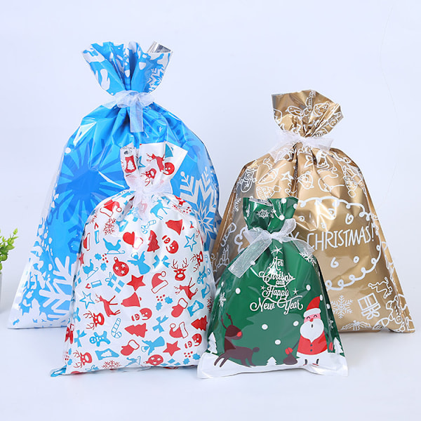 Christmas gift bags, 30 Santa wrapping bags in 4 sizes and 4 patterns