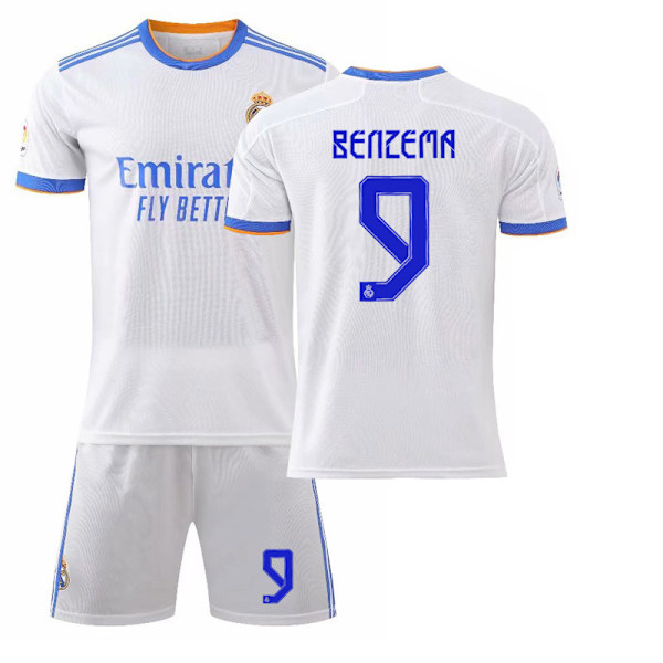 21-22 Ny Real Madrid hjemme nr. 7 Hazard nr. 9 Benzema nr. 10 Modric trøje fodbold uniformsæt Real Madrid home number 9 24#