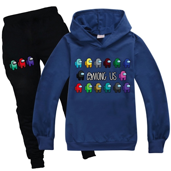 Among Us Crewmate Impostor Game Kid Hoodie Jumper Tracksuit Set - Perfect Dark Blue