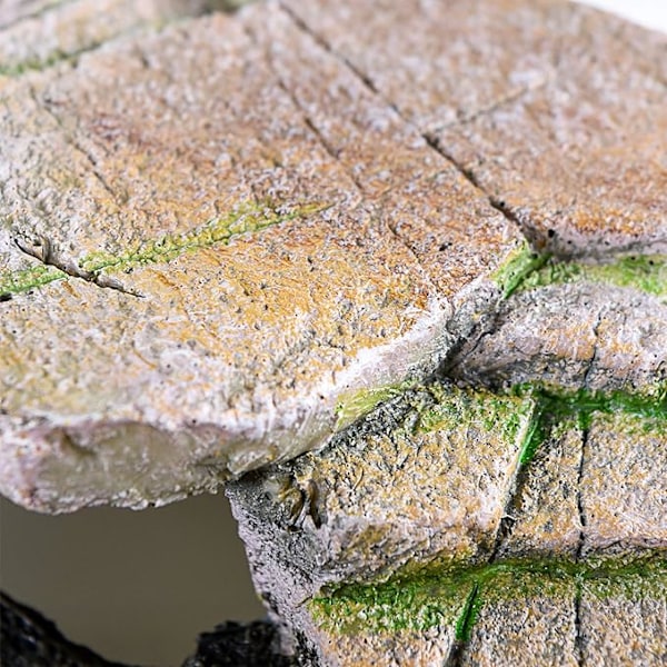Trinbræt & Hule Gemmested – Solbadsplads - Dekorativ Harpiks til Akvarier & Terrarier – Perfekt til Reptiler, Padder og Fisk – sort