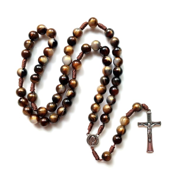 Vintage rosenkrans katolska bön pärlor halsband Kristus Jesus för C