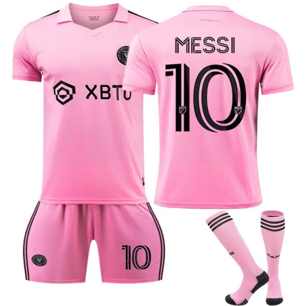 23-24 Miami hjemmebanetrøje nummer 10 Major League Soccer uniform sæt børne- og voksen trøje Miami home number 10 Children 20