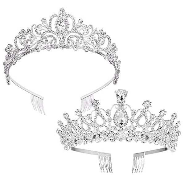 Rhinestone Bridal Tiara 2-pack Crystal Wedding Crown for Bridal a