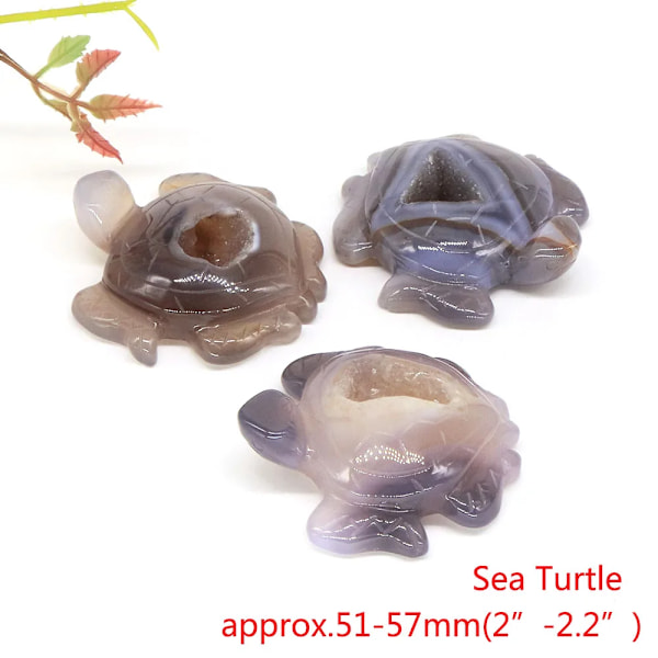 Svane Ørn Hoved Fisk Ugle Pingvin Statue Natursten Grå Agat Geode Helbredende Krystal Udskæring Dyrefigurer Håndværk Hjem Indretning Havskildpadde Sea Turtle 5 pcs