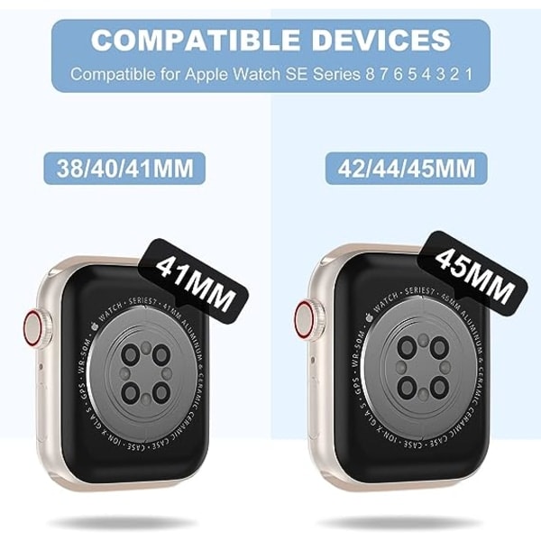 CQBB Kompatibel for Krystallklar Apple Watch-reimer 41 mm 40 mm 38 mm med etui for menn og kvinner, geléetui og reim