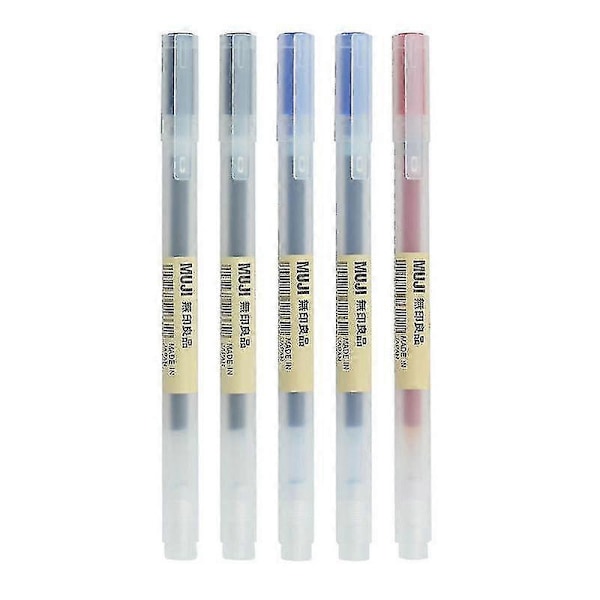 5 stk/sett Kawaii Mujis Gel Penn Svart/rød/blå 0.38mm 0.5mm Blekk Japan Farget Penn Kontor Skole Kulepenn Skrivesaker - MXBC 0.38mm 0.38mm Red-5 Pcs