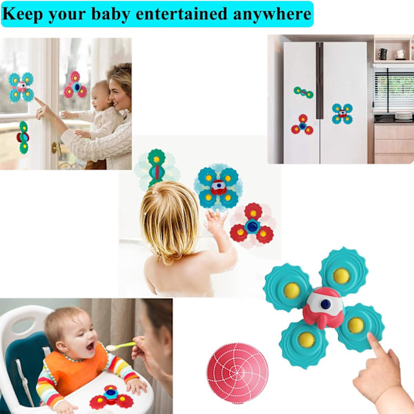 3 stk. Badelegetøj til småbørn 1-3 år, Baby Suttekopper Spinderlegetøj til højstol