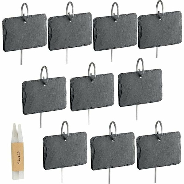 10 st Slate Plant Labels for Plants, Garden Plant Markers, Natural Labels with Metal Stakes and Chalk Pens