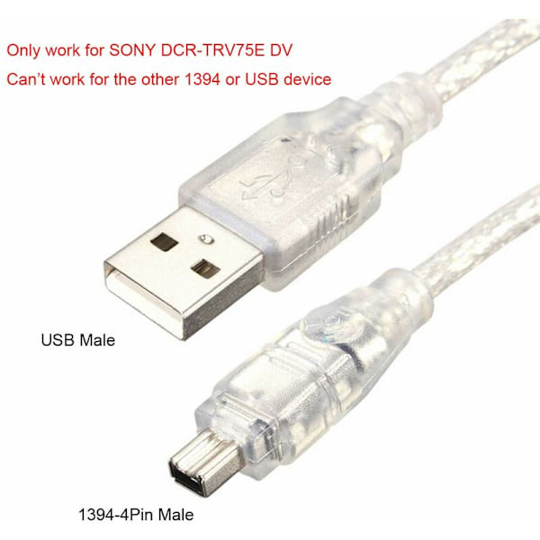 USB hann til Firewire IEEE 1394 4-pin hann iLink adapterkabel for Sony DCR-TRV75E DV