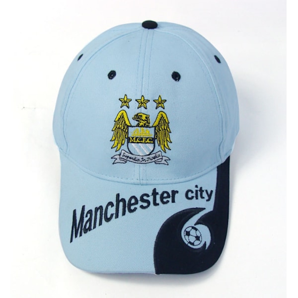 Kirjailtu lippis Unisex säädettävä jalkapallolippis Manchester City Light Blue