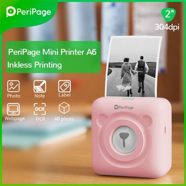 Bærbar Termisk Bluetooth-printer PeriPage A6 Blækfri 304dpi