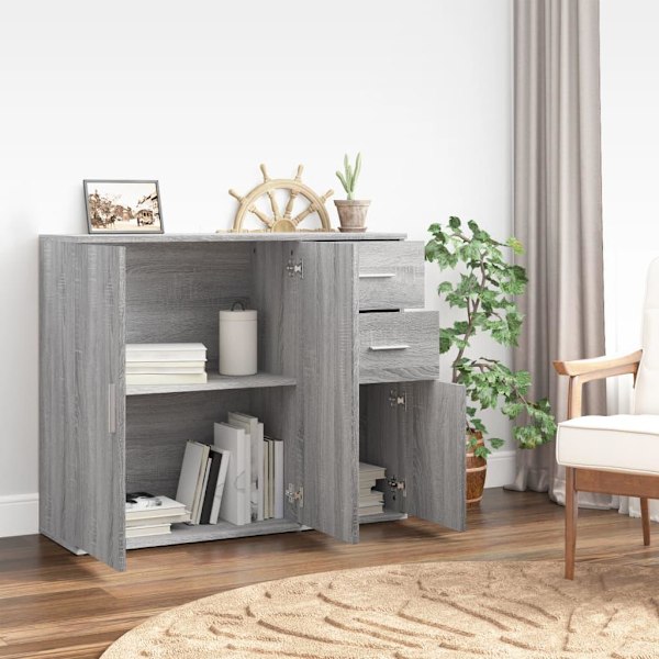 vidaXL Sideboard Grå Sonoma 91x29.5x75 cm konstruert tre Gray 28350