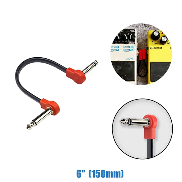 15cm/20cm Gitarreffektpedal Kabler Høyre Vinkel Patch Kabel Støyfrie Kabler 0.03 20cm
