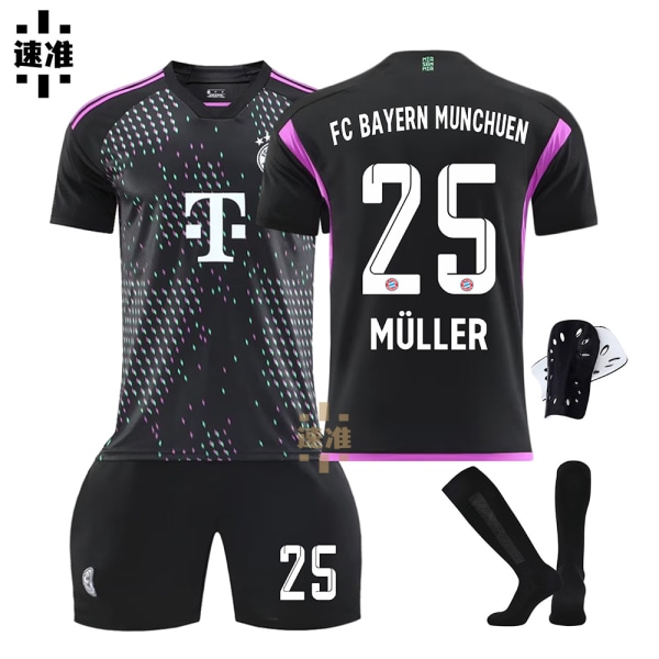 23-24 säsong Bayern borta svart fotbollströja nr 10 Sane 25 Muller 13 Choupo-Moting tröjset barnkläder Size 6+socks 24#