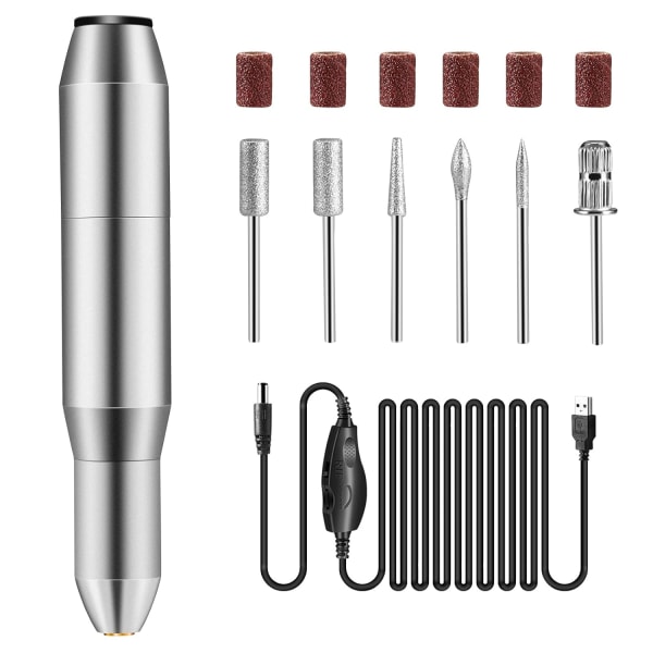 Set Electric Portable Nail File Drill Set with 6 Heads and 6 Sanding Bands Professional Manicure Pedicure Mac
