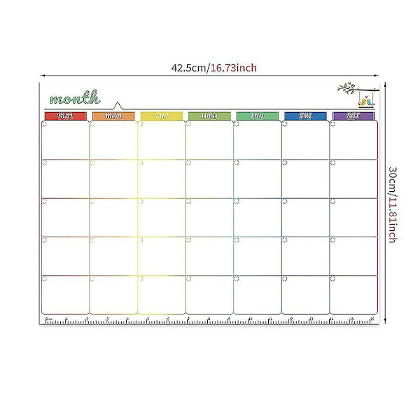 42,530 cm Månadsplaner Whiteboard Kalender Månadsplaner för Väggplanerare Torr Torr Planerare Tavlor