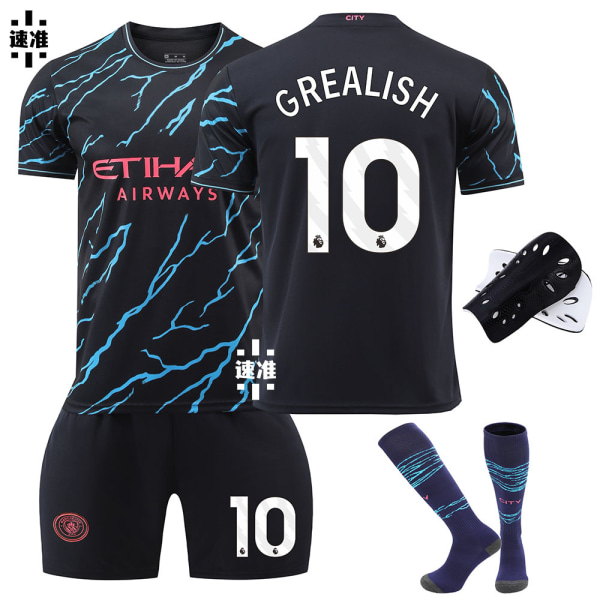 23-24 Manchester City 2. udebanetrøje fodboldsæt nr. 9 Haaland trøje sæt 17 De Bruyne 47 Foden version No socks size 26 XL