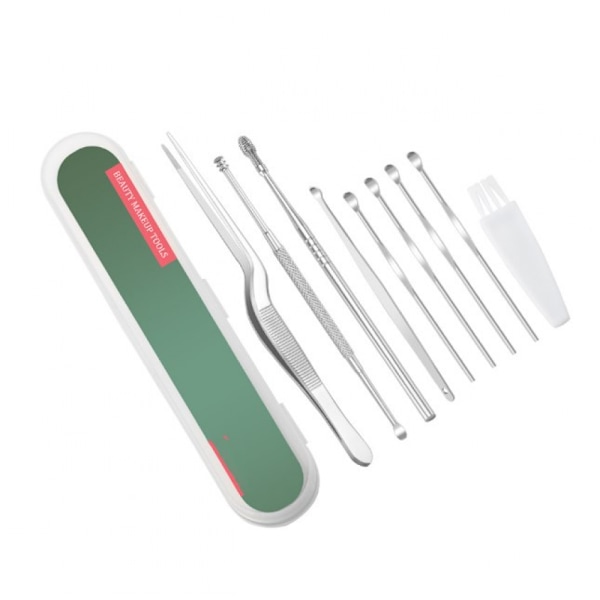 Ear cleaning kit, 9 pcs Ear spoon in stainless steel with storage box