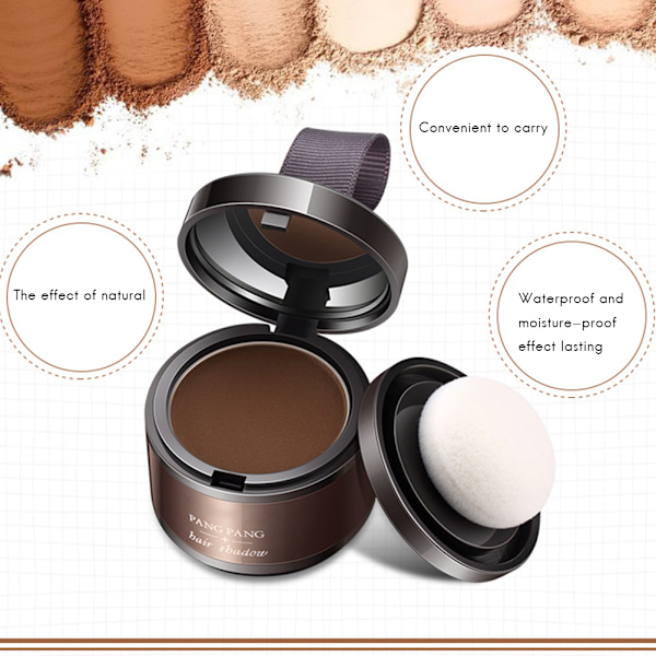 Hårpuder för tunt hår, hårfäste skugga, makeup concealer, rot täckning, hårfäste puder