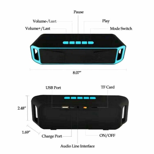 TRÅDLÖS BLUETOOTH-HÖGTALARE BÄRBAR HÖG BAS INOMHUS UTOMHUS STEREO HÖGTALARE röd