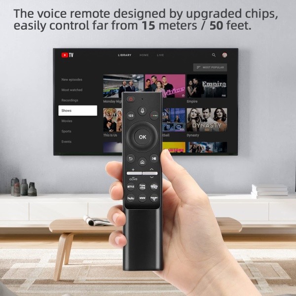 Universal Bluetooth Stemmefjernbetjening til Samsung TV LED QLED 4K 8K UHD HDR Smart TV Netflix Prime Video uden stemmestyring