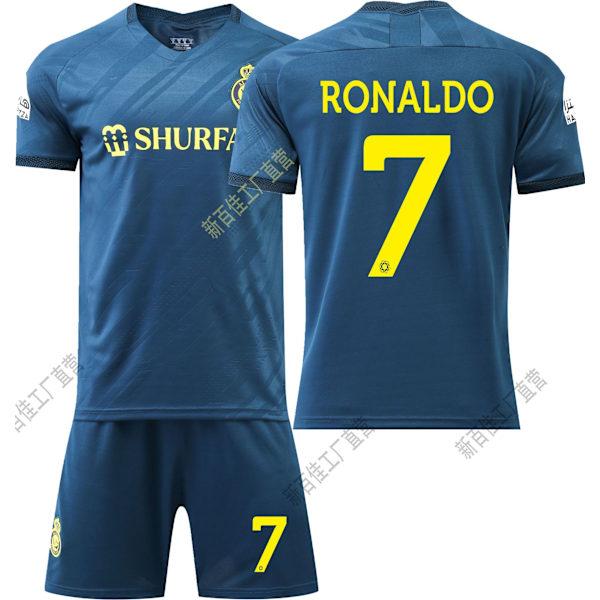 2023-24 Saudi League Riyadh Victory Away Jersey nr 7 Ronaldo Kortärmad Fotbollströja Barnset No socks size 7 M