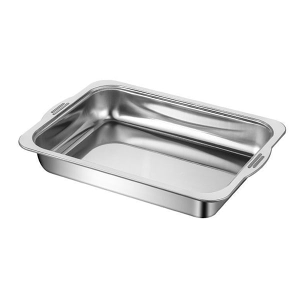 Rustfritt stål matbrett med håndtak Rustfritt holdbart matlagringsskuff for hjemmekjøkkenet Large Tray