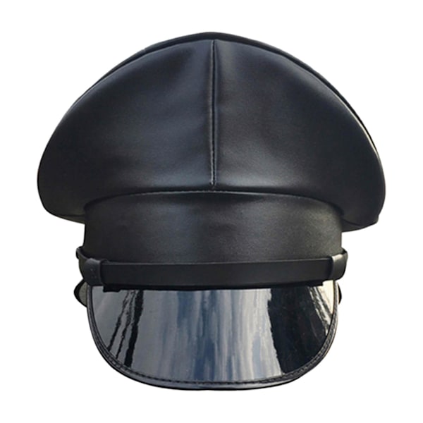 Kaptenhatt tysk stil officer hatt kostym rekvisita läderarmé hatt vakt hatt för nattklubb prestanda Halloween unisex Black 57