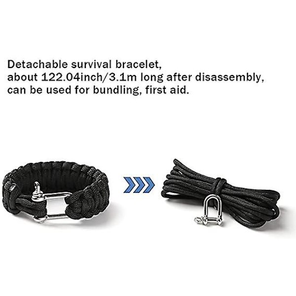 Paracord-rannekoru, selviytymisrannekoru, taktinen selviytymisrannekoru, Paracord-selviytymisrannekoru, 2-pakkaus