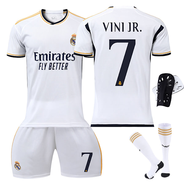 23-24 Real Madrid fodboldtrøje nr. 7 Vinicius 5 Bellingham 11 Rodrigo 10 Modric No number socks S