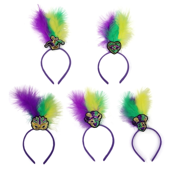 Mardi Gras-diadem för flickor, damer, fjäderdiadem för bankettfotografering 0.03 Headband mask