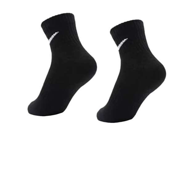 Cushion Crew Socks med bånd Svart-Hvit Kort-Medium Par Håndkle Bunn Sports Basketball Sokker Løpesokker (6 Par)-S Svart