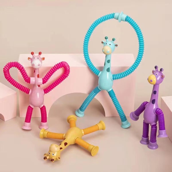 Teleskopisk sugkopp giraff leksak stretch leksak gul blue