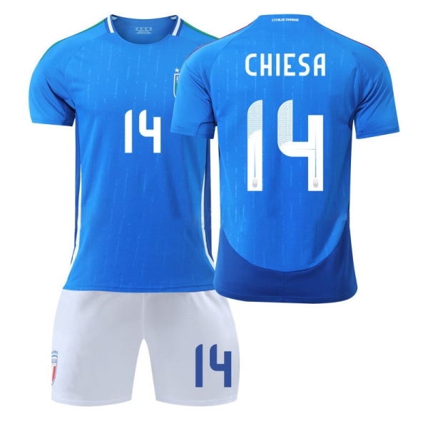 Europacup Italien tröja 2024 hemma Chiesa träningsdräkt för vuxna för barn herr- och damfotbollsdräkter 2024 Italy home number 14 star 28