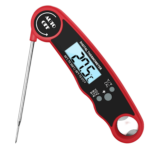 Foldable Kitchen Thermometer (Red), 3 Second Instant Read Cookin