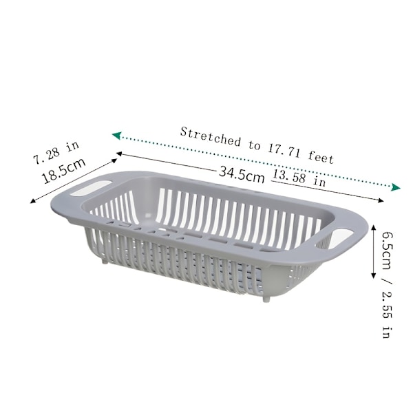 Utvidbar kjøkkenvask avløpskurv multifunksjonell frukt- og grønnsaksvaskeskurv oppvaskstativ for drenering oppbevaringsstativ i pla White 2 pcs