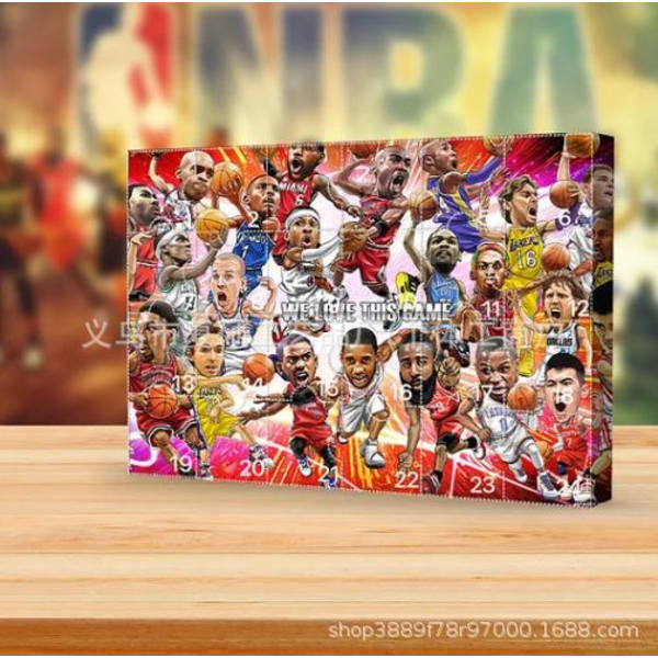 NBA Julkalender 2024 för Jul - NBA Julkalender 24 Dörrar, James, Kobe, etc. Rutiga Presenter