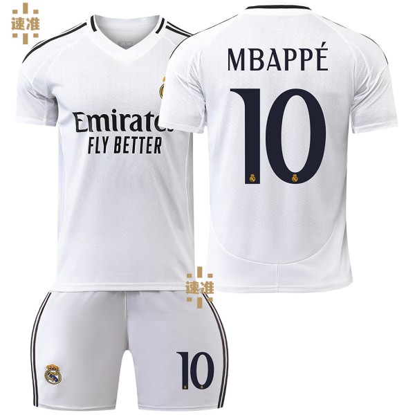 24-25 Real Madrid jalkapalloasu 7 Vinicius 5 Bellingham 11 Rodrigo 10 Mbappe pelipaita setti Real Madrid home number 10 Mbappe 16 yards