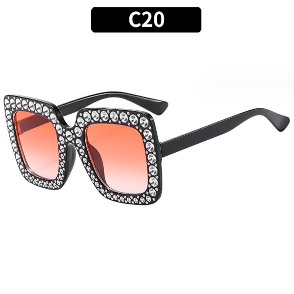 Nyeste Oversize Retro Square Rhinestone Bling Solbriller Dame Luksus Dame Solbriller 2024 Til Kvinder C20 Square