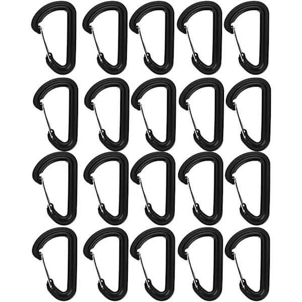 D-ring Karabinkrok, 20 st. Plastklämmor för Vandring, Nyckelringar, Utomhus