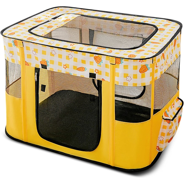 Cat House Foldable Fence Dog Cat Nest Tent Delivery Room 70*55*45cm Yellow