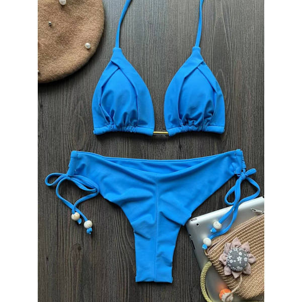 2023 Uusi Seksi Kolmio Uimapuku Naisille Brasilialainen Bikini Halter Uima-asu Push Up Uimapuku Metalliketjusetti CS01