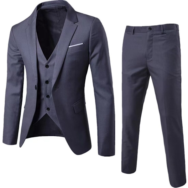 Mænds Casual Tredelt Suit Mørkeblå Dark Blue 2XL